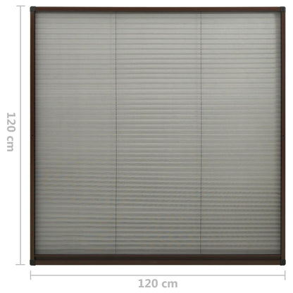 Plisse Insect Screen for Windows Aluminium Brown 120x120 cm