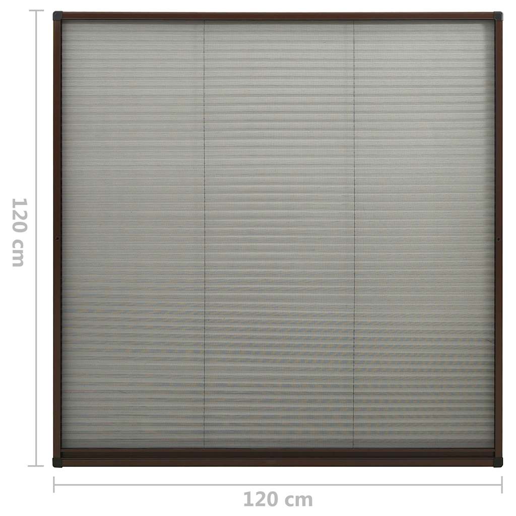 148656 vidaXL Plisse Insect Screen for Windows Aluminium Brown 120x120 cm