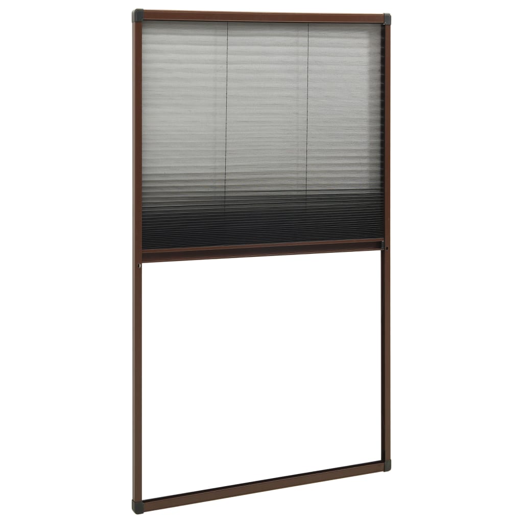 Plisse Insect Screen for Windows Aluminium Brown 80x160 cm