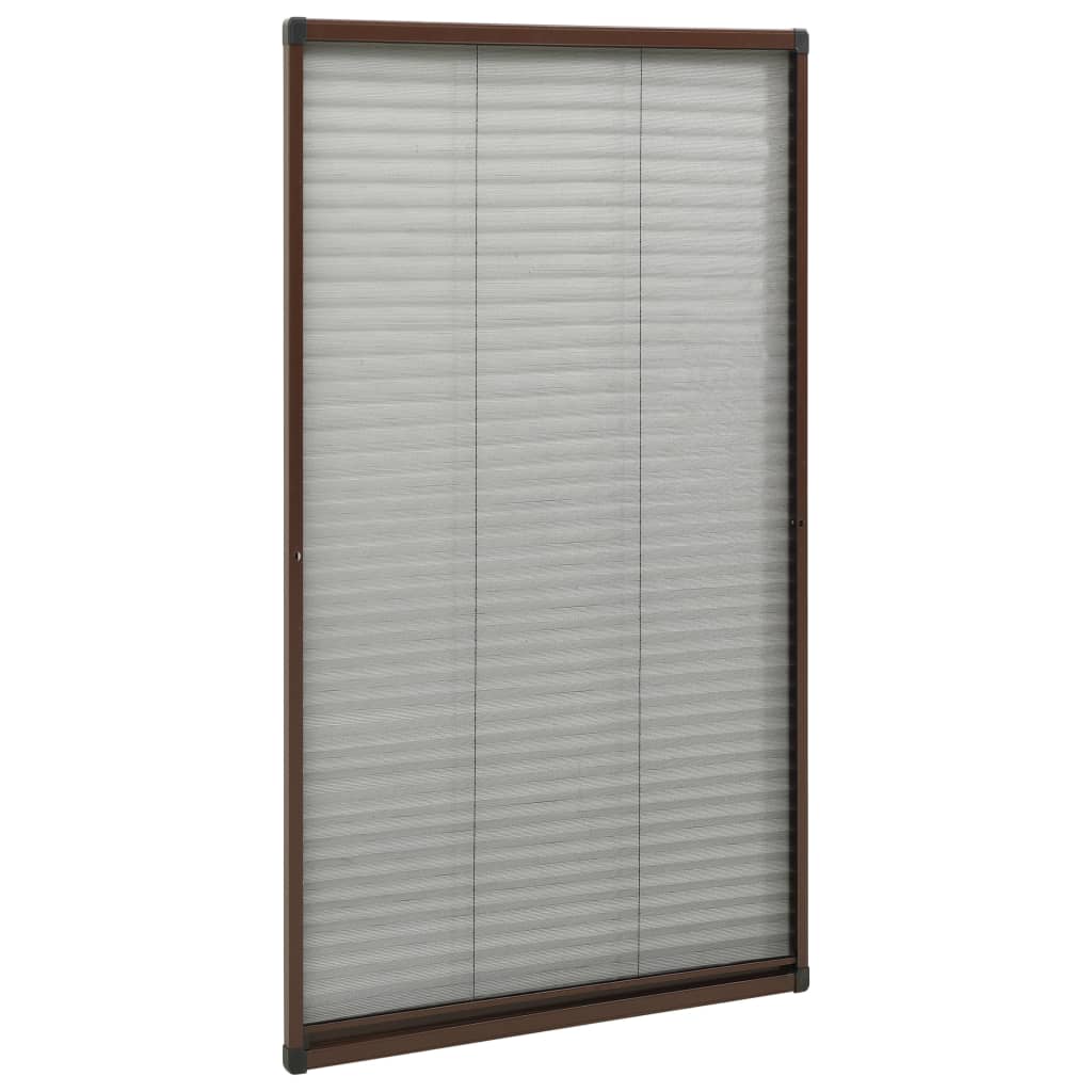 Plisse Insect Screen for Windows Aluminium Brown 80x160 cm