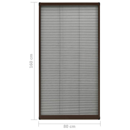 Plisse Insect Screen for Windows Aluminium Brown 80x160 cm
