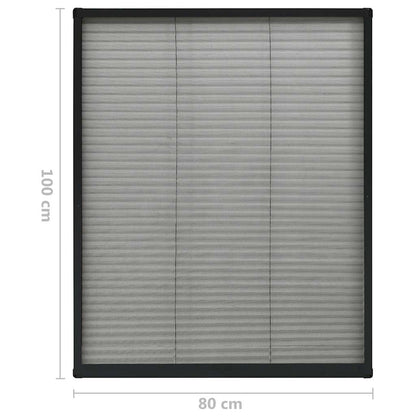 Plisse Insect Screen for Windows Aluminium Anthracite 80x100 cm