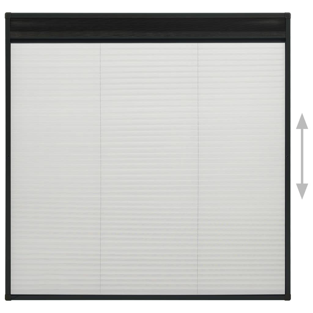 Plisse Insect Screen for Windows Aluminium Anthracite 120x120cm