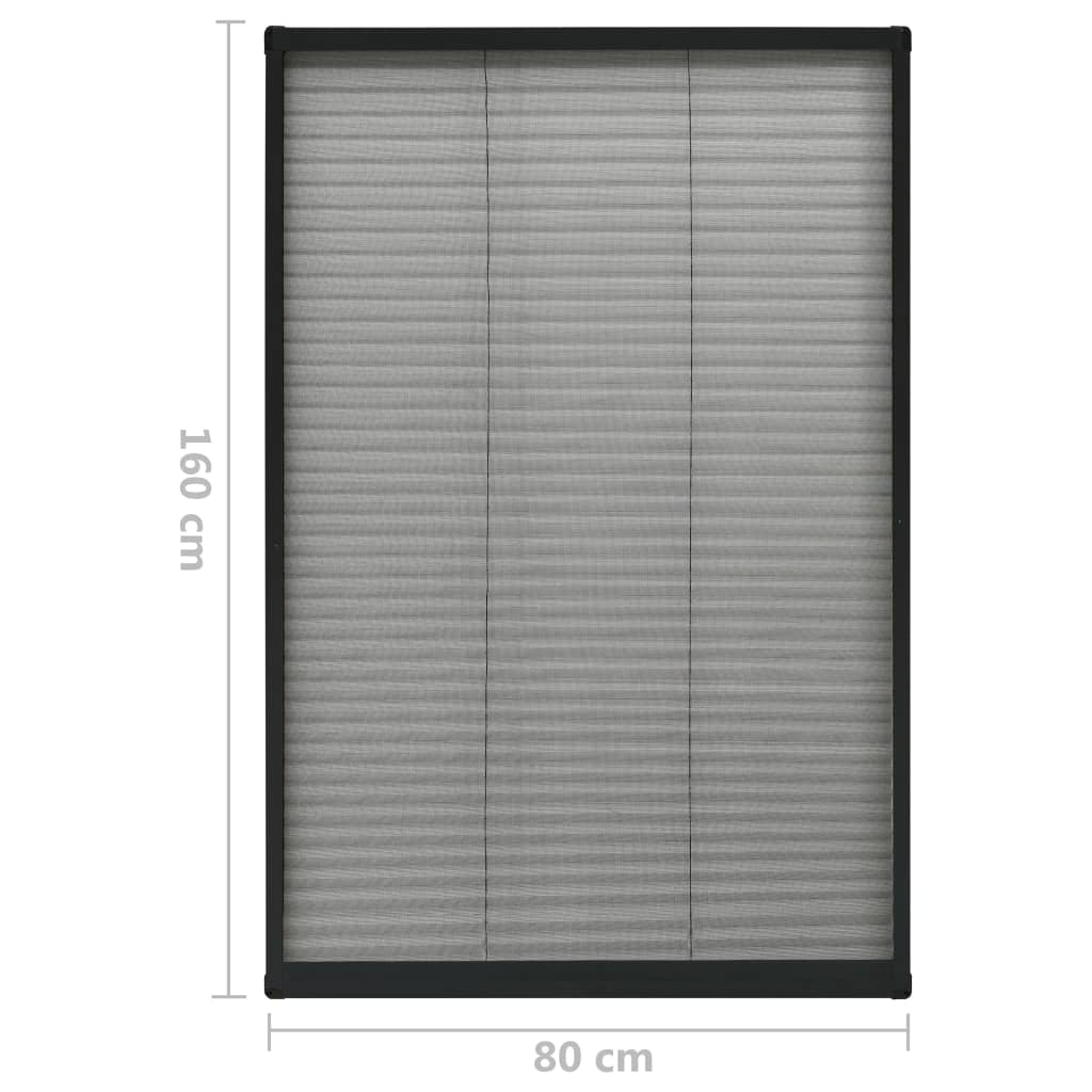 Plisse Insect Screen for Windows Aluminium Anthracite 80x160cm