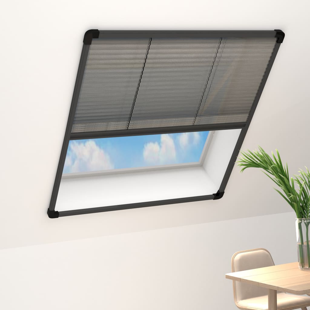 Plisse Insect Screen for Windows Aluminium Anthracite 80x160cm