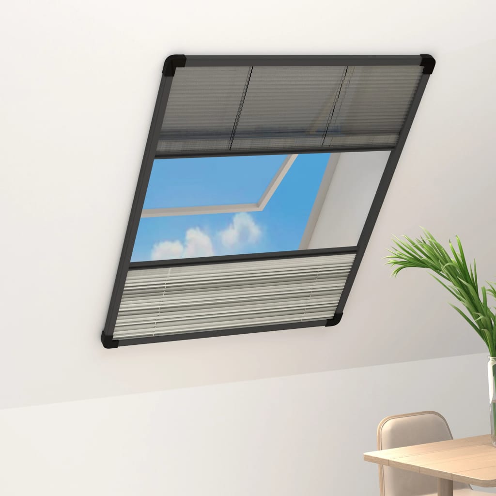 Plisse Insect Screen for Windows Aluminium 60x80 cm with Shade