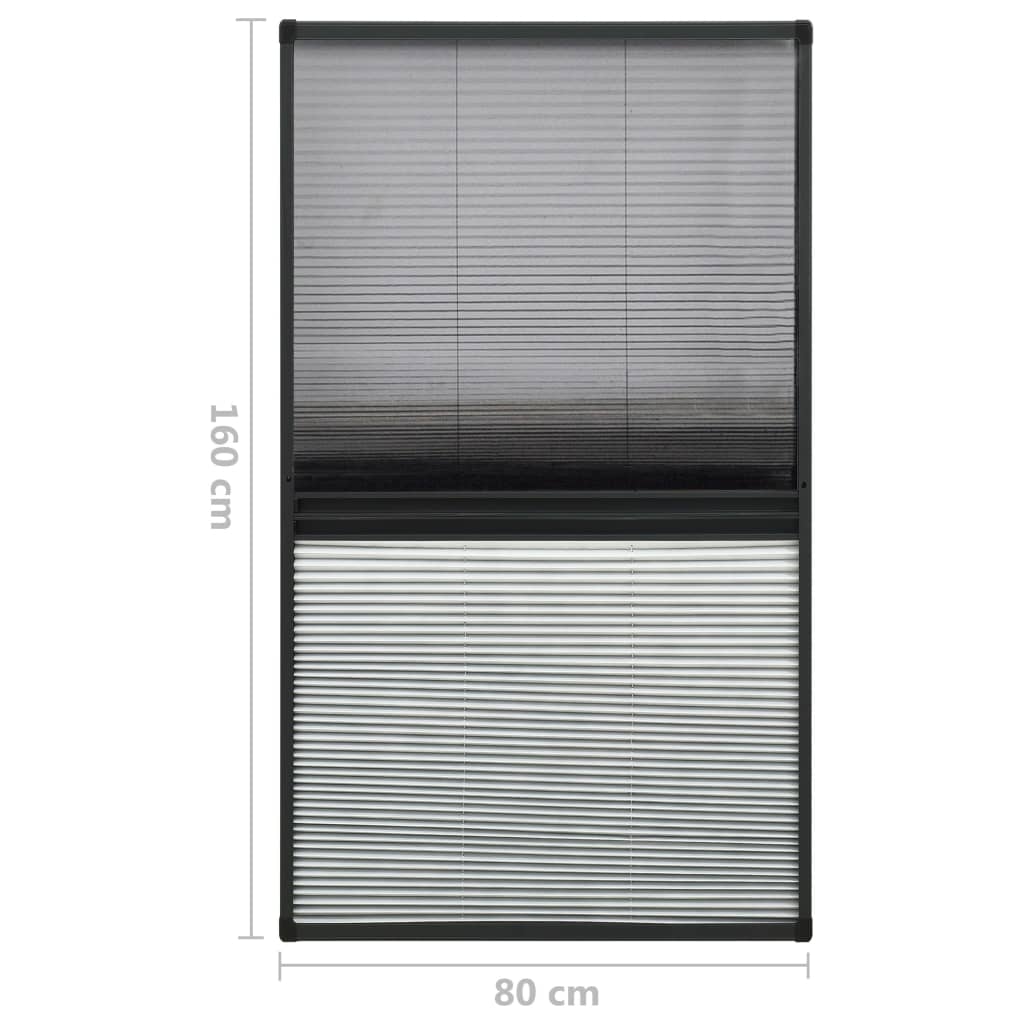 Plisse Insect Screen for Windows Aluminium 80x160 cm with Shade