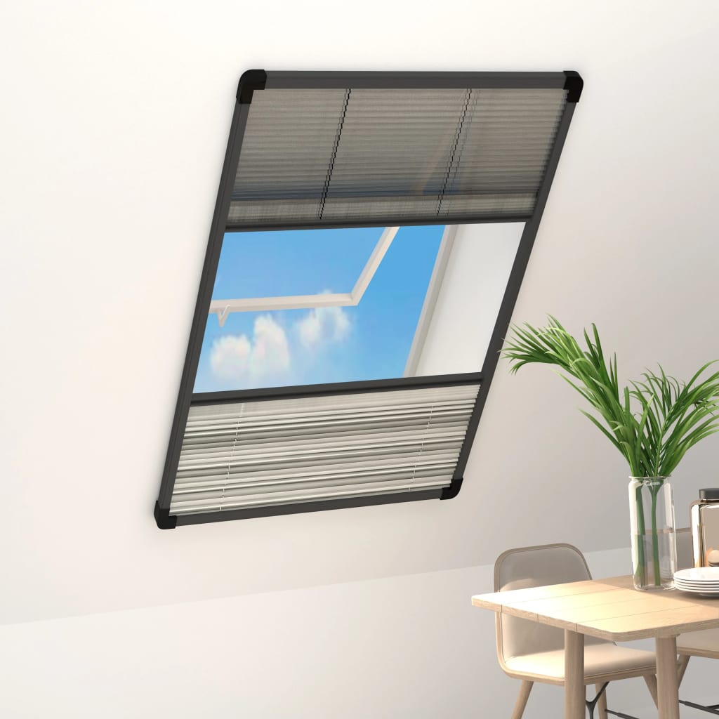 Plisse Insect Screen for Windows Aluminium 80x160 cm with Shade