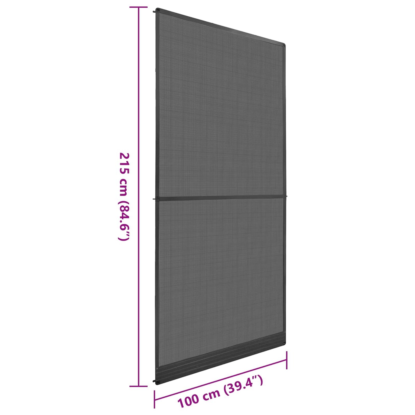 Hinged Insect Screen Manual Anthracite and Black 100 x 215 cm