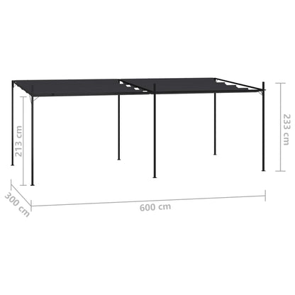 Gazebo with Retractable Roof 600x300x233 cm Anthracite