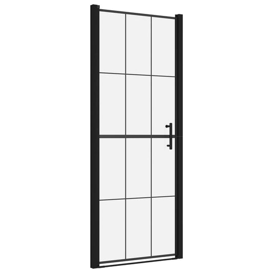 Shower Door Tempered Glass 91x195 cm Black