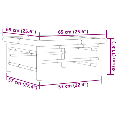 Garden Table | Natural Bamboo | Bamboo | 65 x 65 x 30 cm | Lightweight