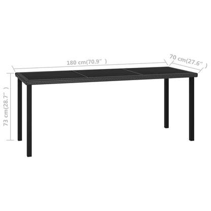 315116 vidaXL Garden Dining Table Black 180x70x73 cm Poly Rattan