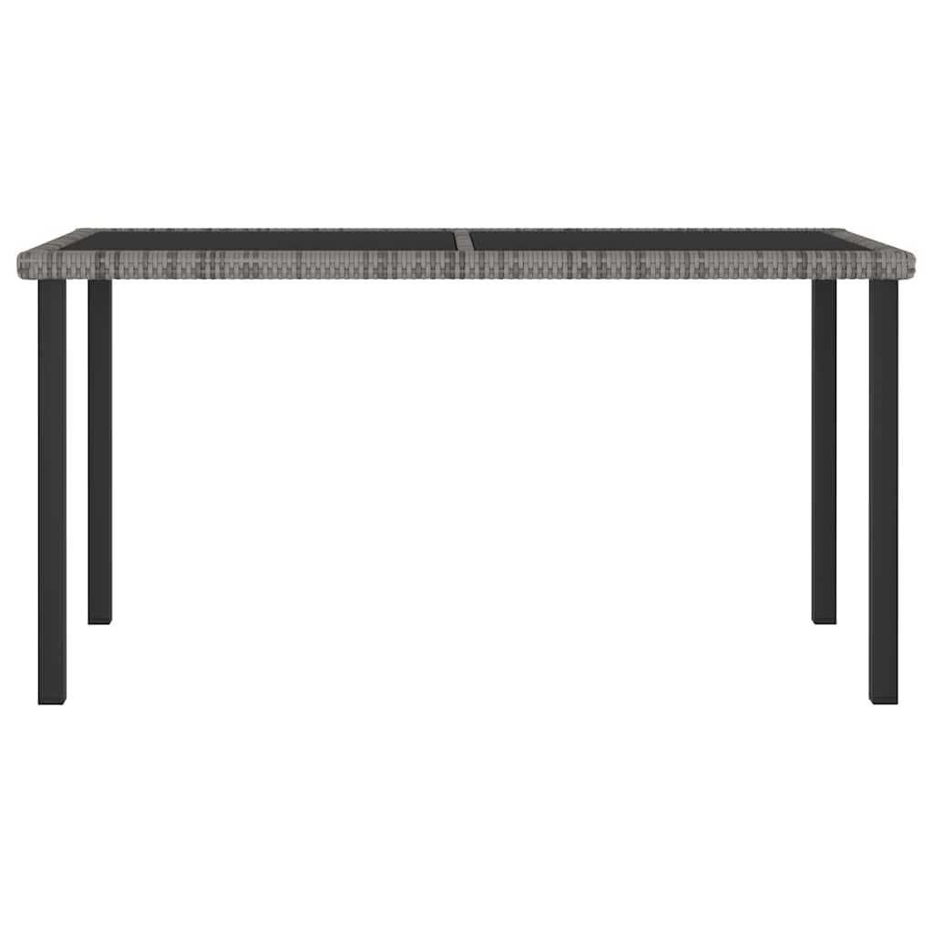 315118 vidaXL Garden Dining Table Grey 140x70x73 cm Poly Rattan