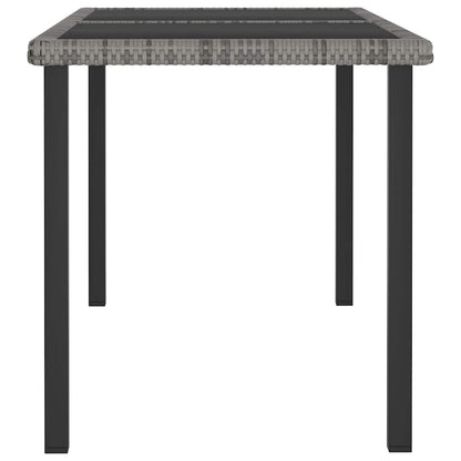 315118 vidaXL Garden Dining Table Grey 140x70x73 cm Poly Rattan