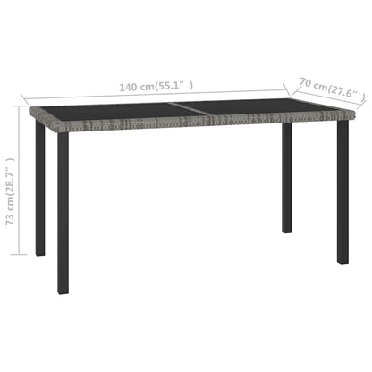 315118 vidaXL Garden Dining Table Grey 140x70x73 cm Poly Rattan