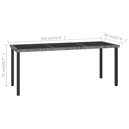 315119 vidaXL Garden Dining Table Grey 180x70x73 cm Poly Rattan