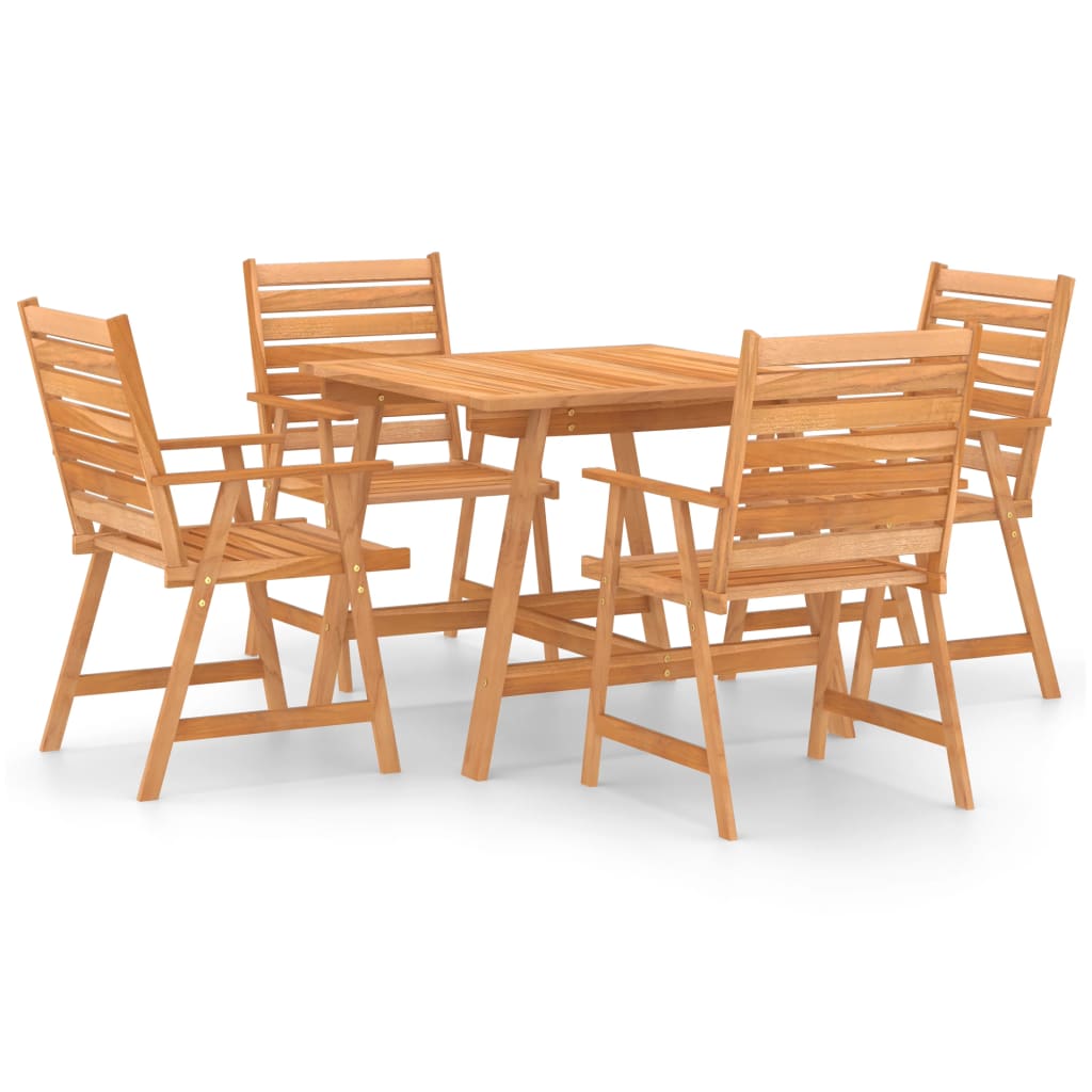 Outdoor Dining Set | Natural Wood | Solid Acacia wood | 5-Piece | Durable