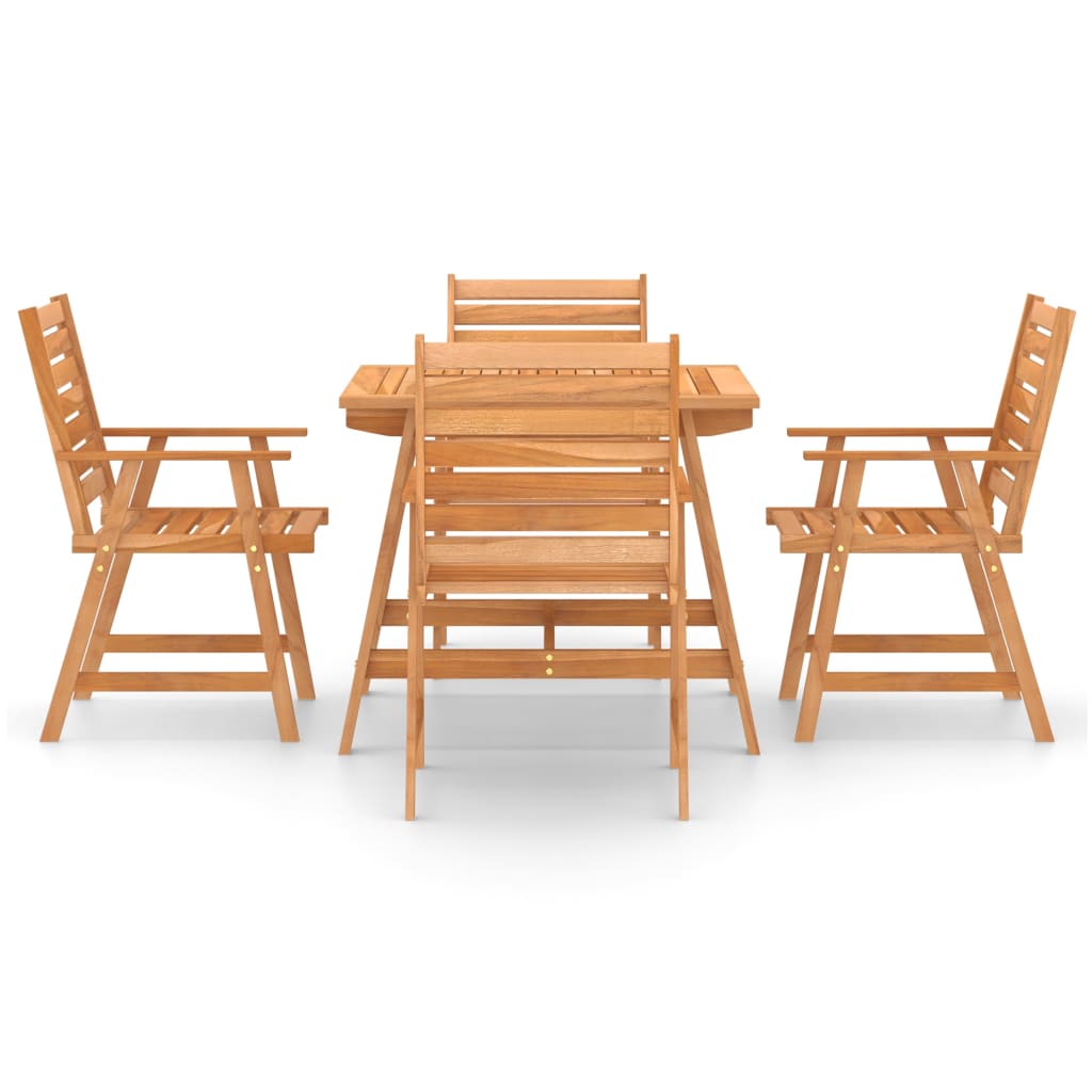 Outdoor Dining Set | Natural Wood | Solid Acacia wood | 5-Piece | Durable