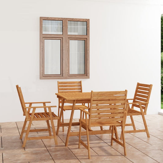 Outdoor Dining Set | Natural Wood | Solid Acacia wood | 5-Piece | Durable