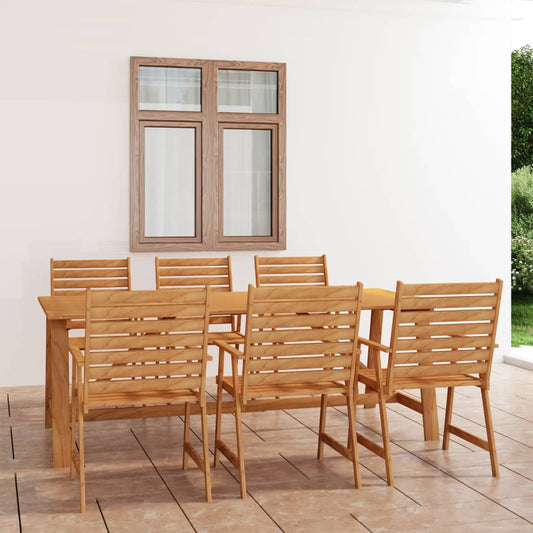 Outdoor Dining Set | Warm Brown | Solid Acacia Wood | Large | Seats Many