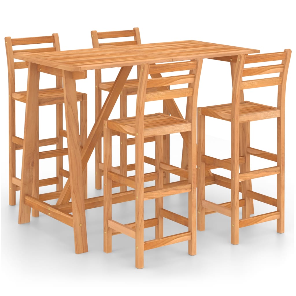 Outdoor Bar Set | Natural wood | Solid acacia wood | Medium | Footrest