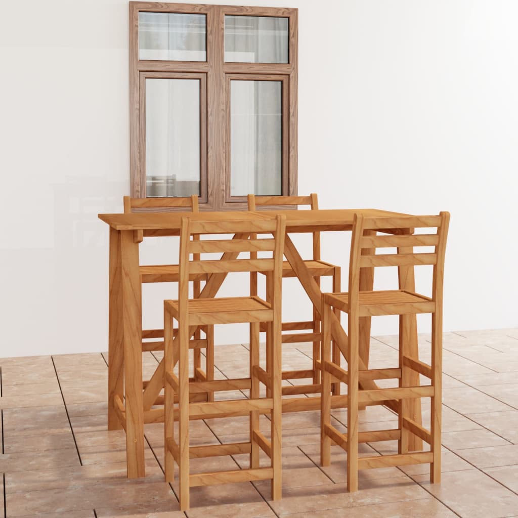 Outdoor Bar Set | Natural wood | Solid acacia wood | Medium | Footrest