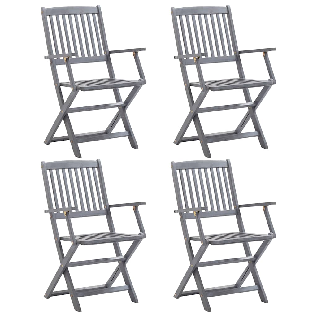 3057868 vidaXL 5 Piece Garden Dining Set Solid Acacia Wood Grey (46331+46334)