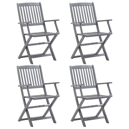 3057868 vidaXL 5 Piece Garden Dining Set Solid Acacia Wood Grey (46331+46334)