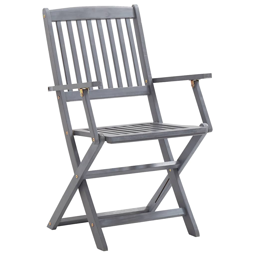 3057868 vidaXL 5 Piece Garden Dining Set Solid Acacia Wood Grey (46331+46334)