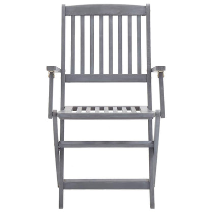 3057868 vidaXL 5 Piece Garden Dining Set Solid Acacia Wood Grey (46331+46334)