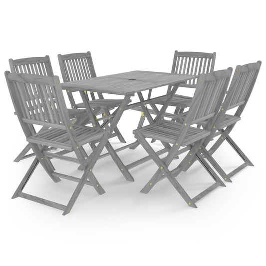Garden Dining Set | Grey | Solid acacia wood | Medium | Foldable