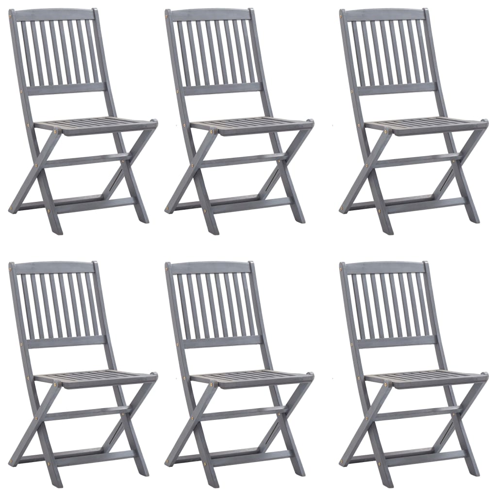 Garden Dining Set | Grey | Solid acacia wood | Medium | Foldable