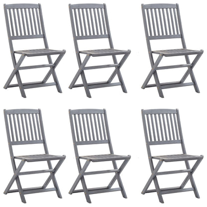Garden Dining Set | Grey | Solid acacia wood | Medium | Foldable