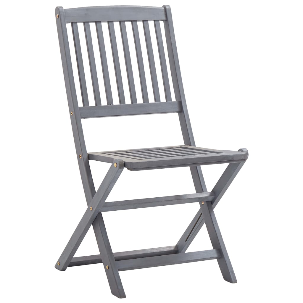 Garden Dining Set | Grey | Solid acacia wood | Medium | Foldable