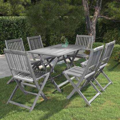 Garden Dining Set | Grey | Solid acacia wood | Medium | Foldable