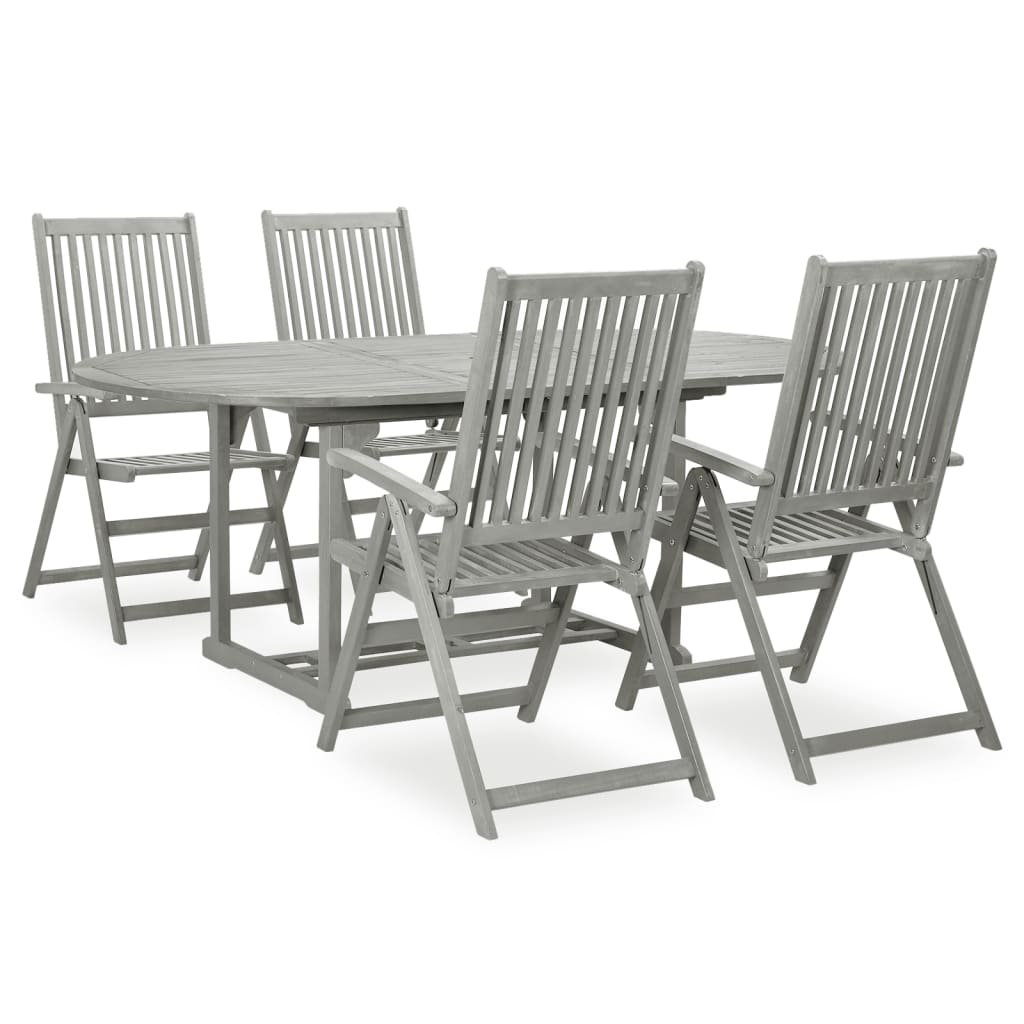 Garden Dining Set | Grey wash | Solid acacia wood | Large | Foldable