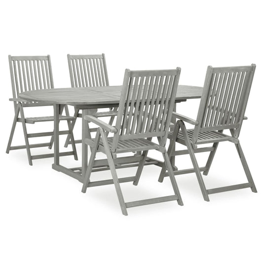 Garden Dining Set | Grey wash | Solid acacia wood | Large | Foldable