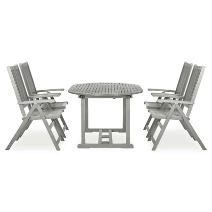 5 Piece Garden Dining Set (150-200)x100cm Solid Acacia Wood Grey
