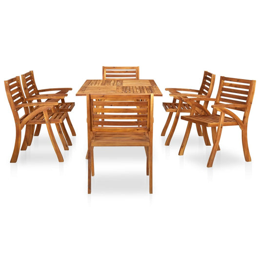 7 Piece Garden Dining Set 150x90 cm Solid Acacia Wood