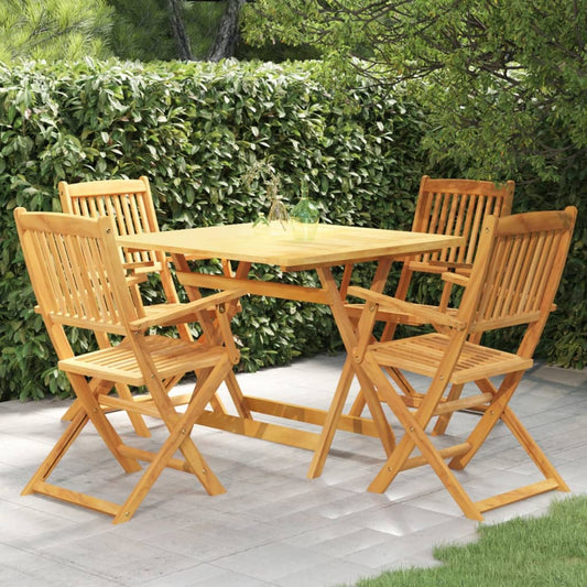 Garden Dining Set | Brown | Solid Acacia Wood | Compact | Foldable