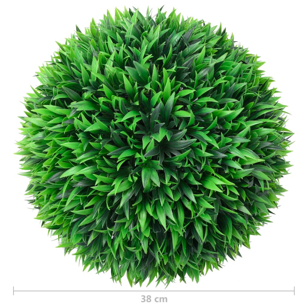 Artificial Boxwood Balls 2 pcs 38 cm - Realistic polyethylene foliage in a vibrant green, ideal for potting, hanging, or illuminating spaces with string lights.