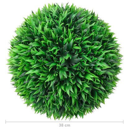 Artificial Boxwood Balls 2 pcs 38 cm - Realistic polyethylene foliage in a vibrant green, ideal for potting, hanging, or illuminating spaces with string lights.