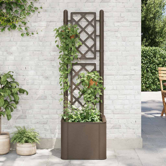 Garden Raised Bed with Trellis and Self Watering System Mocha