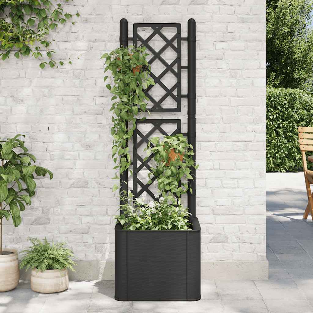 Garden Raised Bed with Trellis and Self Watering System Anthracite