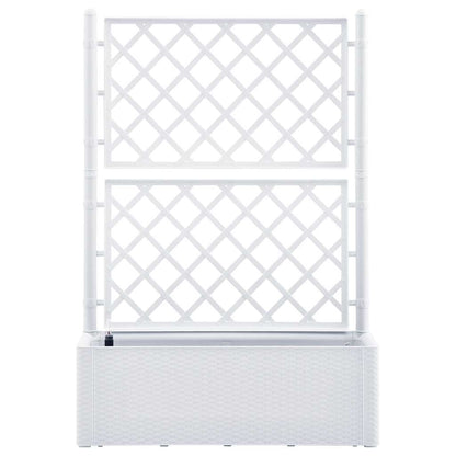 Garden Raised Bed with Trellis and Self Watering System White