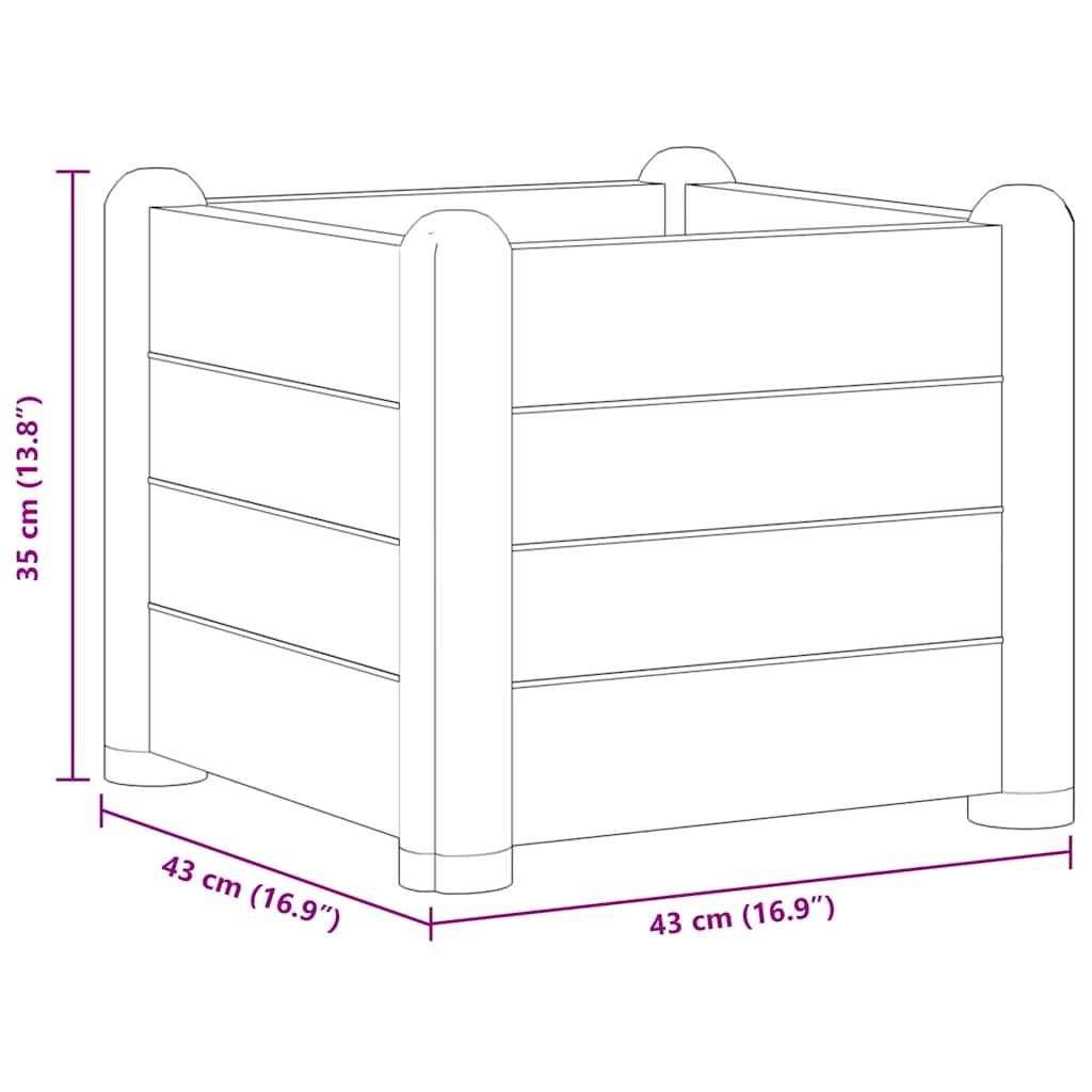 Garden Raised Bed PP Mocha 43x43x35 cm