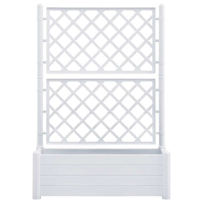 Garden Planter with Trellis 100x43x142 cm PP White