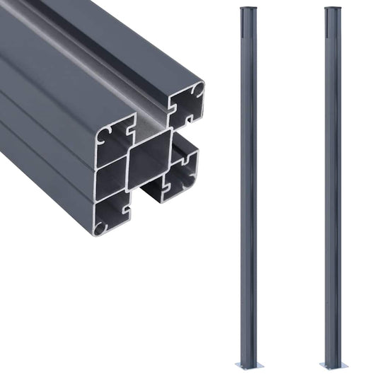 148986 vidaXL Fence Posts 2 pcs Dark Grey 185 cm Aluminium