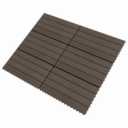 Decking Tile 6 pcs Dark Brown 60 x 30 cm WPC